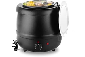 CHOLISM Commercial Soup Kettle Warmer,11 Qt Countertop Food Kettle Warmer, Black Iron Shell