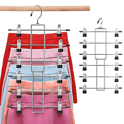 Trouser Hangers, Metal Skirt Hangers, Space Saving, Pack of 2, Non-Slip Foldable Stainless Steel Hangers for Trousers, Scarves, Jeans, Clothes, Skirt Stands