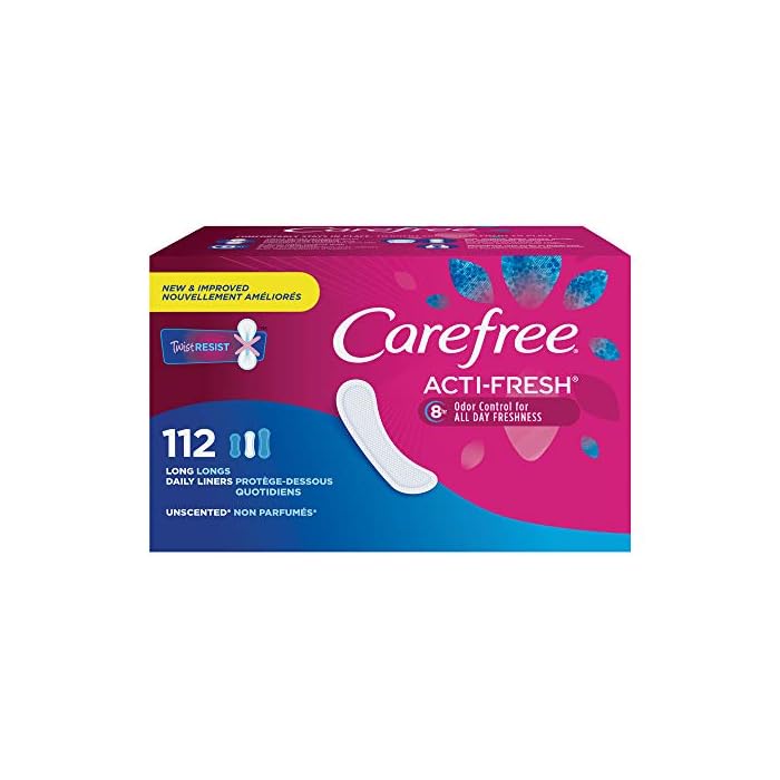 Carefree Acti-Fresh Body Shaped Panty Liners, Flexible Protection that Molds to Your Body, Long, 112 Count (Pack of 1)