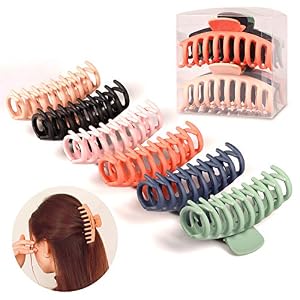 Hair Claw Clips 6 Pack Big Hair Claw Clips 4.3 Inch Nonslip Large Claw Clips For Thick Hair Strong Hold Jumbo Matte Hair…