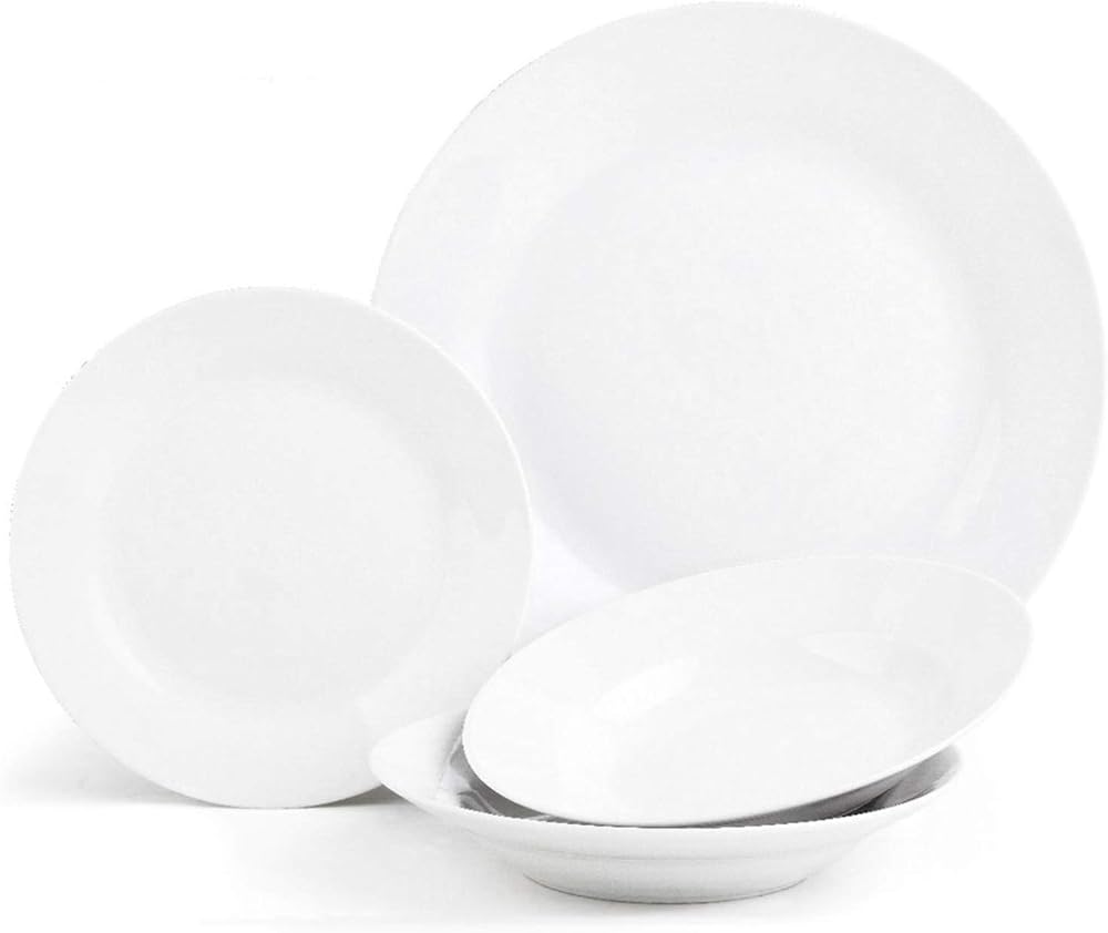 Sabichi 12pc Day to White Dinner Set Porcelain Microwave Safe Dishwasher Safe