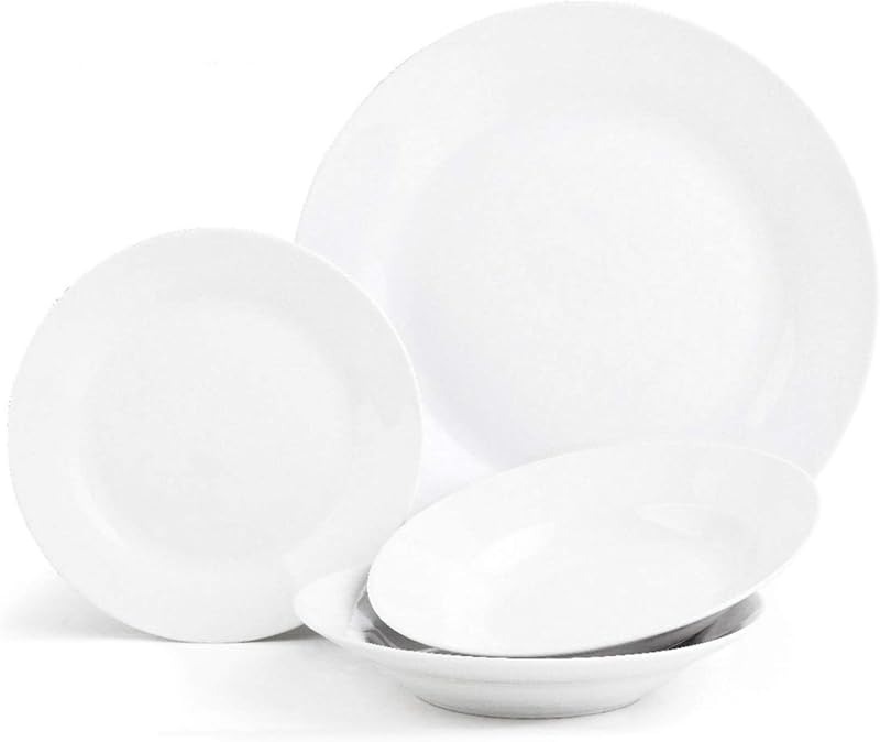 Sabichi 12pc Day to White Dinner Set Porcelain Microwave Safe Dishwasher Safe