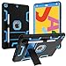 CCMAO Case for 9th Generation, 8th/7th Gen, 10.2 2021/2020/2019 with Kickstand & Pen Holder, Hybrid Heavy Duty Shockproof Protective Kids Case, Black+Blue