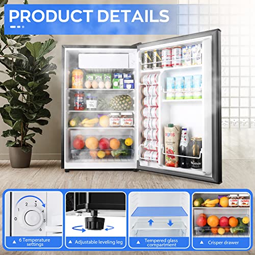 Upstreman 4.5 Cu.Ft Mini Fridge with Freezer, Single Door Small