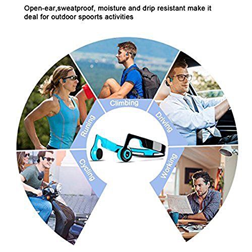 Bone Conduction Earphones,Wireless Headphones Bluetooth 4.2 Stereo Open Eardrum Headphones Waterproof for Sports Driving Running Driving,Sweatproof Waterproof (Red)