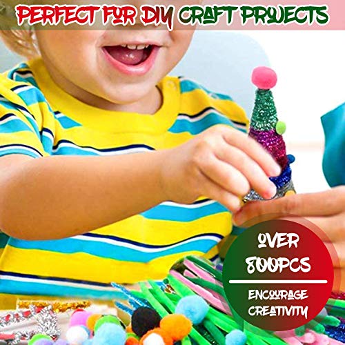 LOKiVE Craft Pipe Cleaners,280 Pcs Chenille Stems Pipe Cleaners Craft Bulk Pipe Cleaners 120 Pair Googly Eyes Rainbow Wooden Popsicles DIY Art for Kids Crafts
