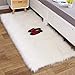 YJ.GWL Luxury Faux Sheepskin Fur Area Rug Soft Fluffy Rugs, Shag Plush Carpet Faux Fur Rug for Bedroom Floor Sofa Living Room, 3 x 5 Feet Rectangle White
