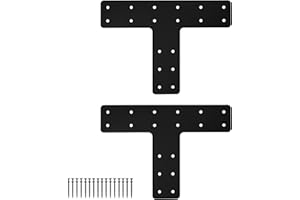 XZWMY T Post Bracket 2PCS, 14x10'' T Flat Mending Plate for Wood 4x4,6x6 Lumber, Black Powder Coated Heavy Duty Pergola Brackets,T Beam Bracket, T Truss Bracket,T Shape Post to Beam Connectors
