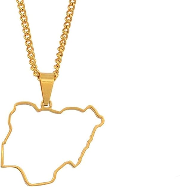 LBBYLFFF Collar con Colgante de Mapa de Contorno de Nigeria para Mujer