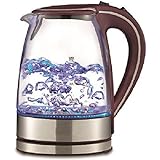 Royal 1.7L Cordless Glass Electric Hot Water Tea Kettle Blue LED Stainless Steel (50 oz, Purple)