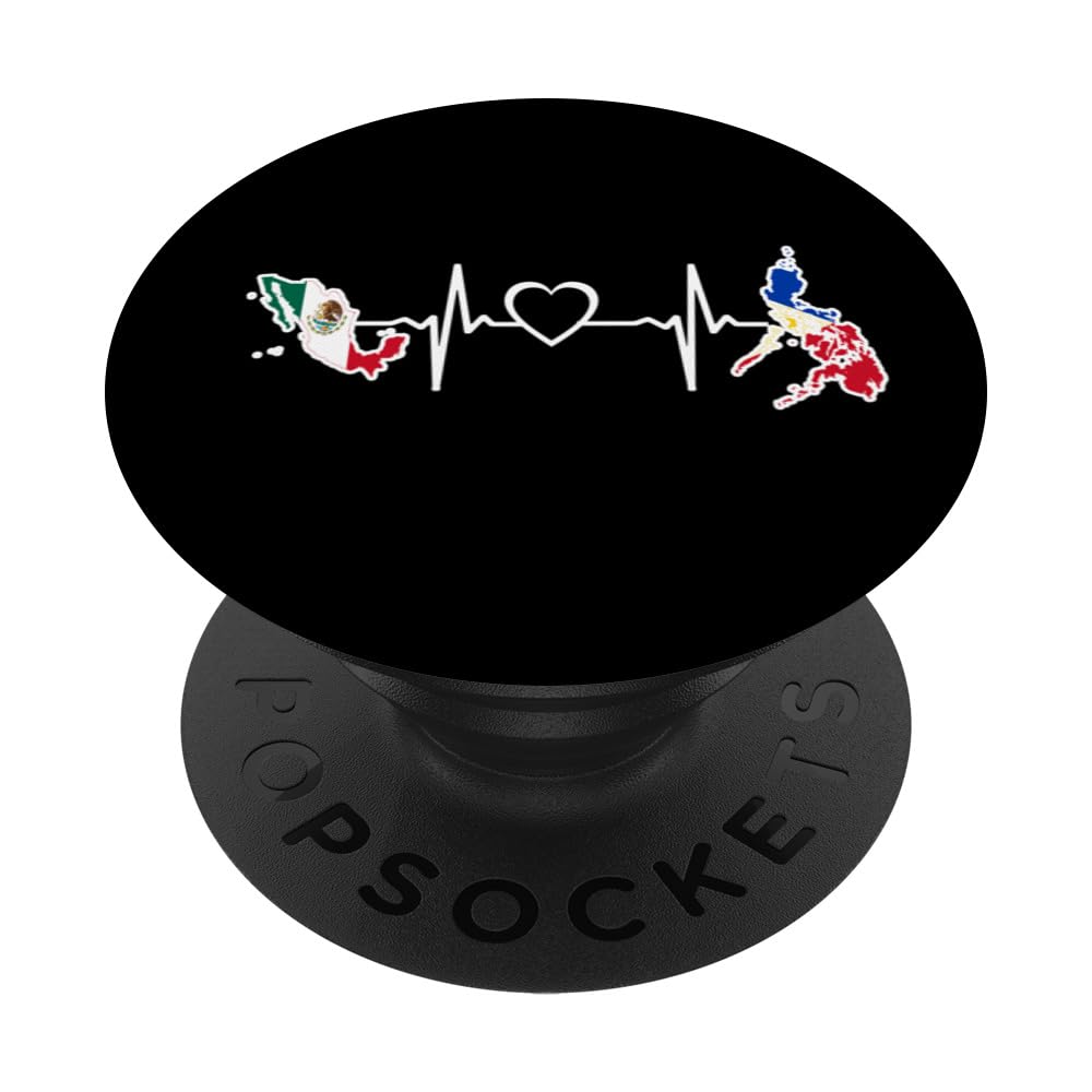 Mexico Philippines Flag - Mexican Filipino Heartbeat PopSockets Swappable PopGrip