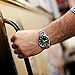 BUREI Men's Business Casual Wrist Watches with Day Date Calendar Black Dial Stainless Steel Band and Black Dial