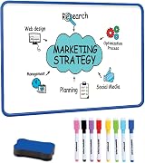 DumanAsen Double Sided Dry Erase Whiteboard with Pens and Eraser (Blue) 12x8 view 8