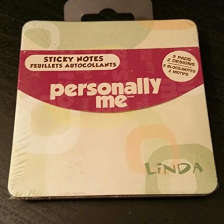 3 pack/pad Personally Me Sticky Notes 2 Pad Designs Pink and Green Personal Names Gift Self Stick - LINDA