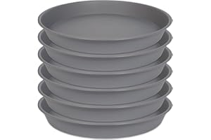 Angde Plant Saucer 8 Inch, 6 Pack of 8 inch Plant Saucer Round, Plastic Flower Plant Trays for Pots, Plant Saucers for Indoors 8", Plant Pot Saucers, Planter Tray for Planter 7-9" (8", Gray)