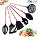 Cooking Utensils Set with Copper Handle, Stainless Steel Copper Plating Handle Kitchen Utensils 6 Piece, HOPEBIRD Nylon Nonstick Cookware with Spatula,Spoons,Spaghetti Server,Skimmer