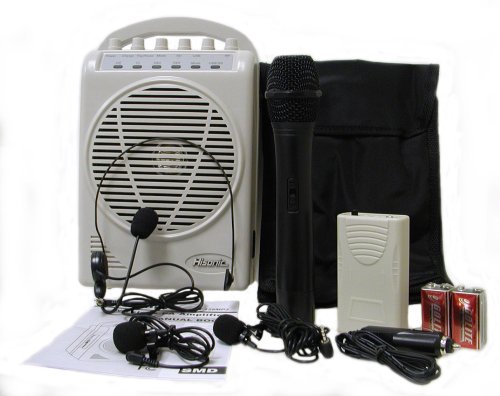 Hisonic HS128MP3 Lithium Rechargeable Battery Wireless Portable PA System with USB & SD Port MP3 Player with Car Cigarette Lighter Cable (HS120B+MP3 Player)