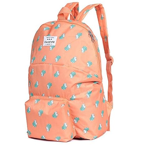 ASkyl Lightweight Backpack Water Resistant Collapsible Rucksack for Travel and Sports. Foldable and Packable Daypack for Adults, Men and Women, Teens and Children (Orange)