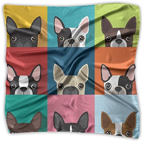 Cartoon Boston Terriers Bulldog Fashion Women's Classic Printing Scarf Headscarf