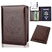 GDTK Leather Passport Holder Cover Case RFID Blocking Travel Wallet (Coffee)