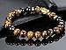 Flongo Men's Brown Stone Beads Yoga Antique Gold Buddha Bracelets,Prayer Link Bracelet