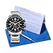 Voeons Mens Watches Chronograph Silver Stainless Steel Black Big Dial Quartz Wristwatch