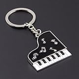 Begoing Mini Piano Silver Keychain Metal Keyring