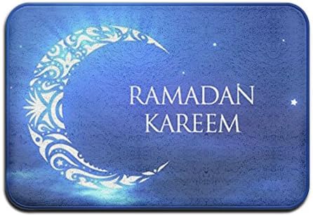 QURFKY Ramadan Kareem Theme Anti-slip Door Mat Home Decor Indoor Outdoor For Decor Decorative Kids Children Bedroom Entrance Doormat Rubber Backing 23.6 X 15.7 Inches