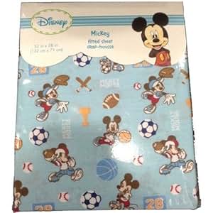 Amazon.com : Disney Mickey Mouse Fitted Crib Sheet - Blue ...