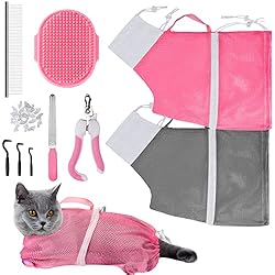 JULMELON Cat Washing Bag 10 PCS Set, Adjustable Cat