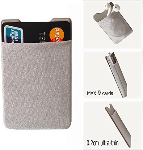 GreatforU Cell Phone Back Card Holder, Ultra-slim Credit Card Sticker, 3M Self-adhesive Pocket Pouch Ultra-thin for iPhone 8 X 7 6S Plus 5S iPad Samsung Galaxy Note 8 Huawei Sony Smart Phones - Silver
