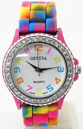 Geneva Rainbow Silicone Band Watch