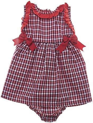 Marakitas Infant & Baby Girl Sleeveless Spring Party Dress With Bows (Red, Burgundy, White, 3 Months)