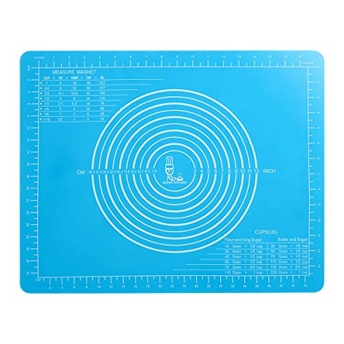 Non-Slip Silicone Pastry Mat with Measurements for Silicon Baking Mats, Non-Stick Dough Rolling Mat, Kneading/Place Mats, Fondant/Sugarcraft/Pie Crust Mat by Super Kitchen (15×20, Blue) - Thumbnail 6