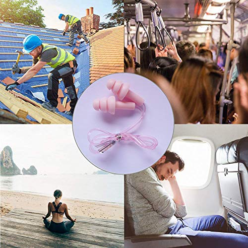 6 Pair Reusable Silicone Ear Plugs, Waterproof, Ultra Comfortable Noise Reduction Earplugs for Sleeping, Swimming, Concerts and Airplanes - Thumbnail 3