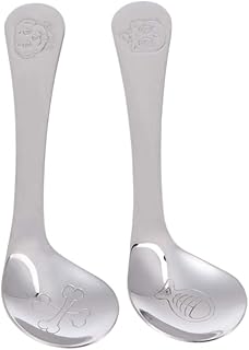 UPKOCH 2Pcs Edelstahl gebogene Löffel, die Trainingslöffel für Baby-Kleinkind-Kinder essen
