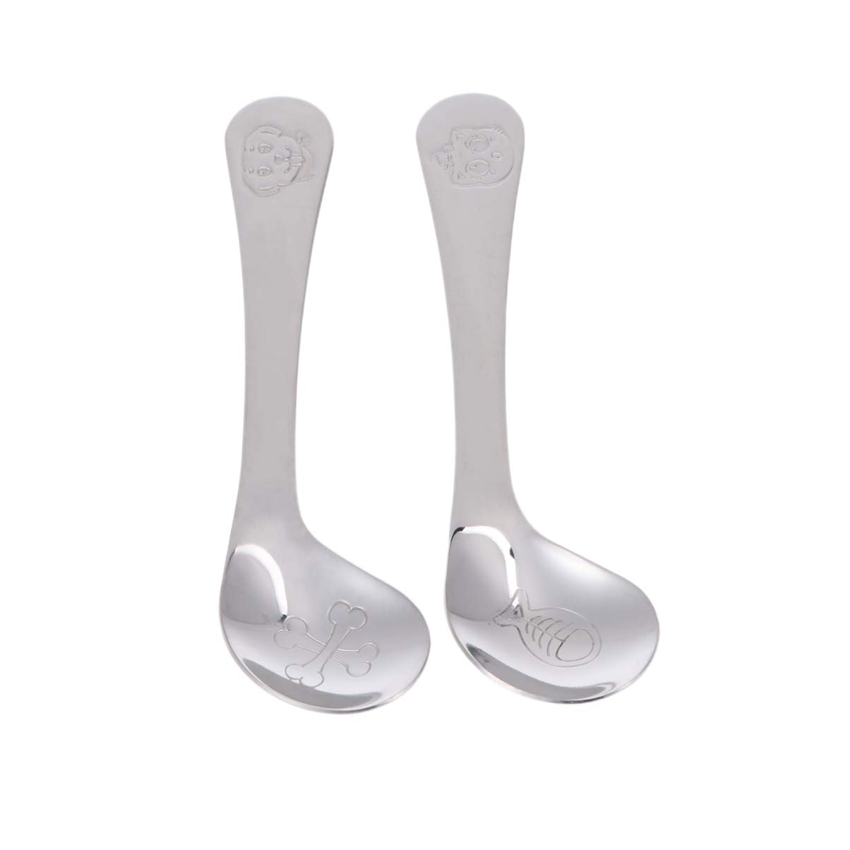 UPKOCH 2Pcs Edelstahl gebogene Löffel, die Trainingslöffel für Baby-Kleinkind-Kinder essen