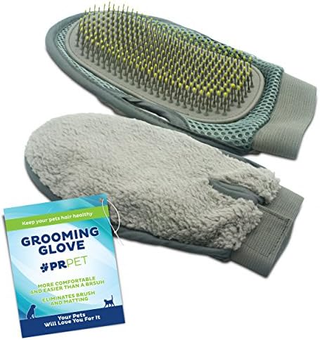 PR Pet 2 in 1 Dog and Cat Grooming Brush Glove to Easily Wash and Groom Long Hair Breads