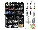 Fishing Accessories Kit with Tackle Box Set 177pcs Including Swivel Slides Ball Bearing Rolling Snap Barrel Jig Hook