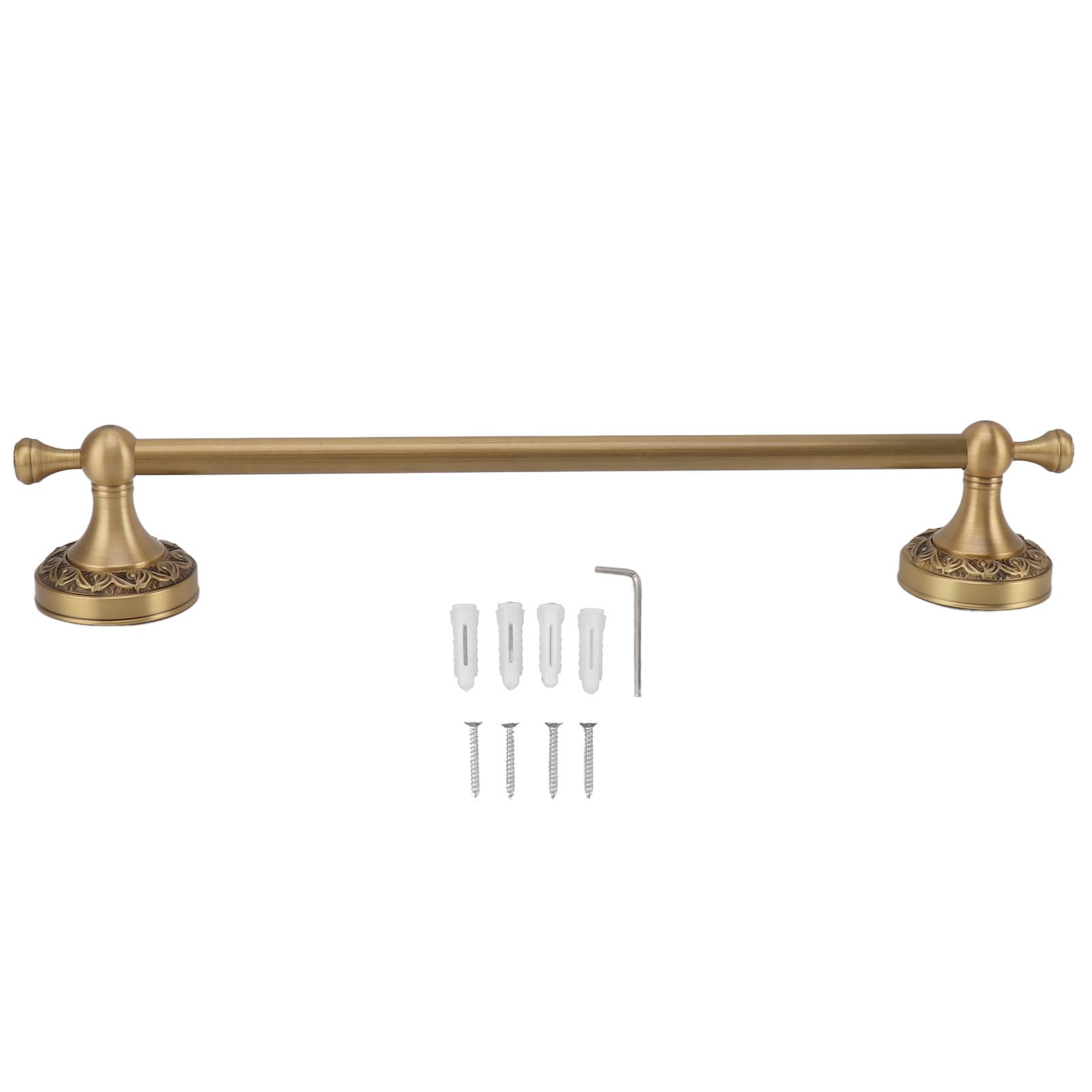 Towel Rail, 40cm Wall Mounted Towel Bar Gold Hand Towel Holder Vintage Towel Rail Single Layer Brass Antique Towel Holder Dish Cloth Hanger(Gold)