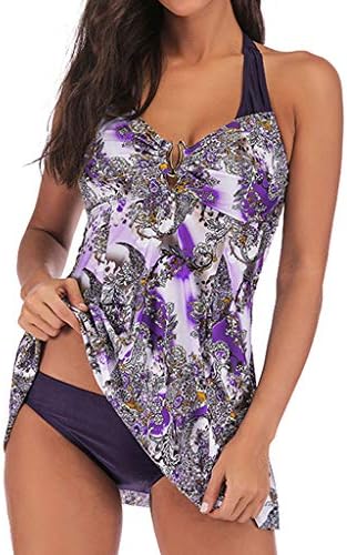 Duseedik Women's Halter Plus Size Swimwear National Print Tankini Swimjupmsuit Plus Size Swimsuit Beachwear Padded