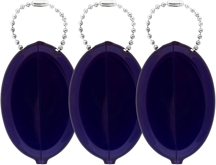 Oval Rubber Coin Purse Change Holder Made in U.S.A. For Men/Woman With Chain Pouch Made By Nabob Leather (Purple 3 Pack)