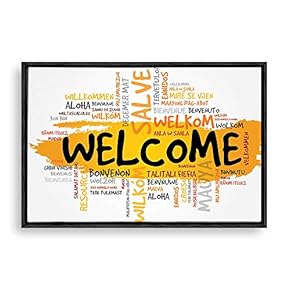 Framed Canvas Wall Art Welcome Canvas Prints Home Artwork Decoration for Living Room,Bedroom - 16x24 inches