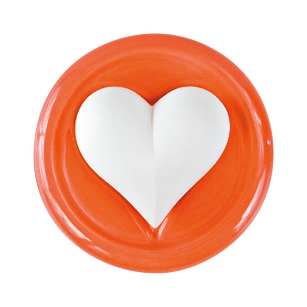 Bitto Decorative fragrance object, scent ceramic, heart bulbous/grande with red glazed saucer Ø 9,5 cm
