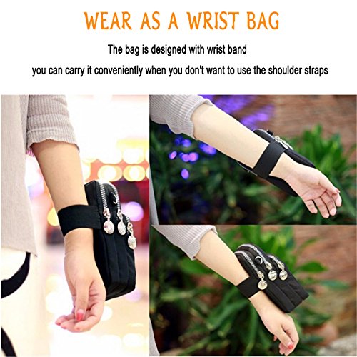 Multifunctional 3 Layers Storage Zipper Waterproof Nylon Crossbody Wrist Shoulder Bag Mini Phone Pouch Handbag Armband Case for iPhone 7 6/6S Plus / 5S/5C / Samsung S8 S7 S6 Edge+