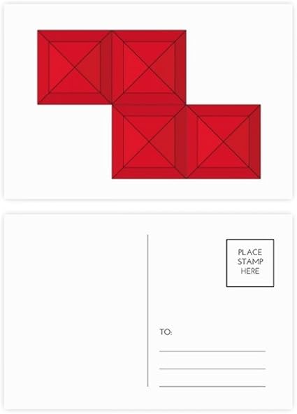 Amazon クラシックゲームテトリスレッドブロックポストカードセット誕生日thanksカードmailing側個 グリーティングカード 文房具 オフィス用品