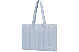 MOSISO Laptop Tote Bag, 13-13.3 inch Laptop Bag Compatible with MacBook Pro 14, HP, Dell, Lenovo, Asus Notebook, Vertical Quilted Casual Computer Briefcase for Business Office Work, Baby Blue