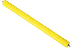 PATIKIL Polyurethane Coated Conveyor Roller 2" Diameter 24" Length, Stainless Steel Transmission Replacement Part Galvanized End, Yellow