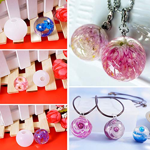 Miukada Sphere Silicone Resin Molds, Round Silicone Molds, Epoxy Resin Ball Molds for Resin Jewelry, Sope, Candle DIY Craft(Included Nonstick Silicone Measuring Cup/Mixing Cup/Two Stirrer Bars) - Thumbnail 2