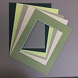 Pack of 10 11x14 Picture Mats, 5 Green Colors, with White Core Bevel Cut for 8x12 Pictures
